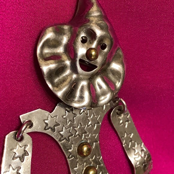 💝Vintage Sterling Silver 925 Handmade Clown Brooch - Picture 2 of 5